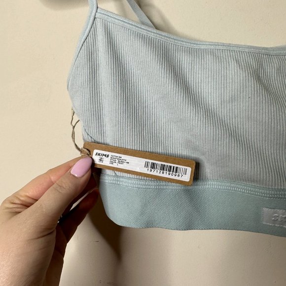 SKIMS Cotton Rib Scoop Bralette Frost Limited Edition Large NEW - Picture 4 of 7